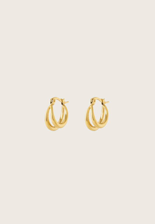 Double hoops earrings | Gold