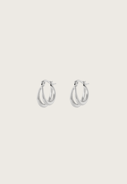 Double hoops earrings | Silver