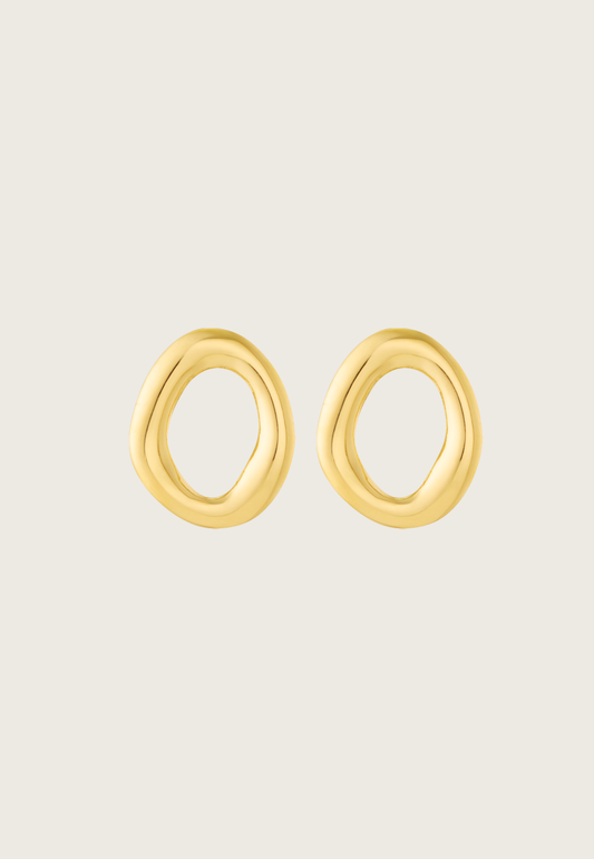 Waved oval earrings | Gold