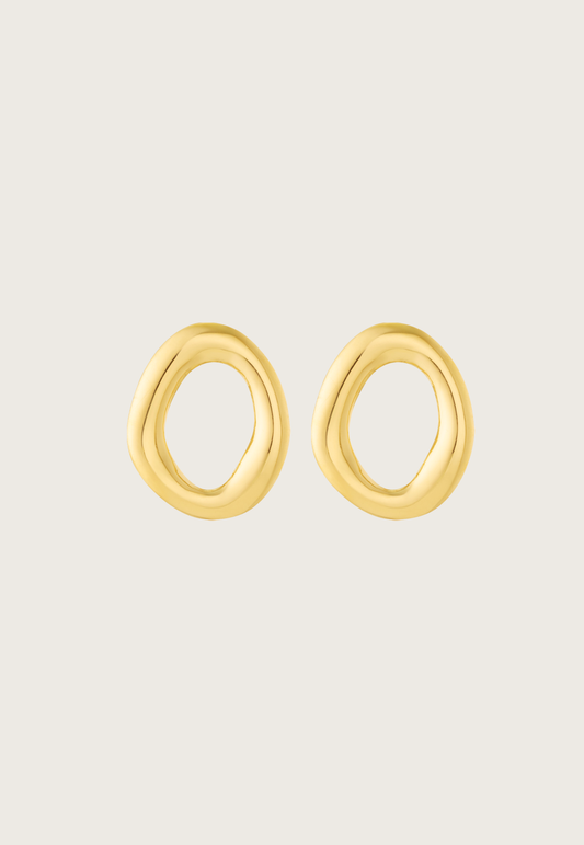 Waved oval earrings | Gold
